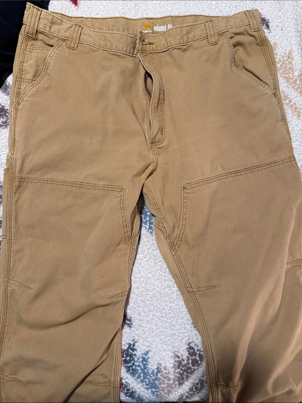 Carhartt Men’s Brown/Tan Cargo Work Pants - Rugged Utility Trousers(Irregular)